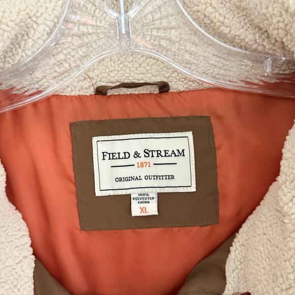 Filed & Stream Puffer Vest Men’s XL Zip Up Sherpa Collar Pockets Outdoor Brown - Picture 3 of 16